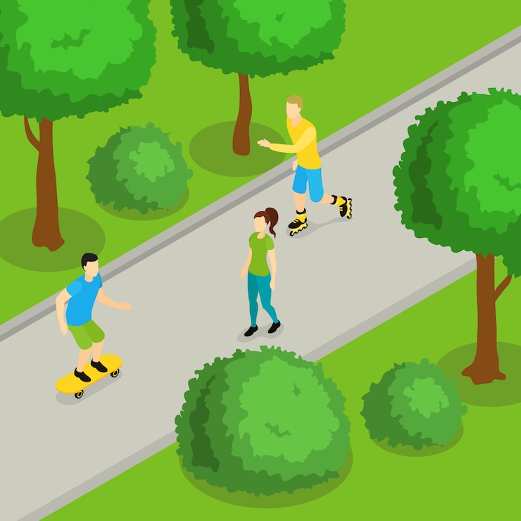 Vetor grátis composição isométrica de passeio de parque