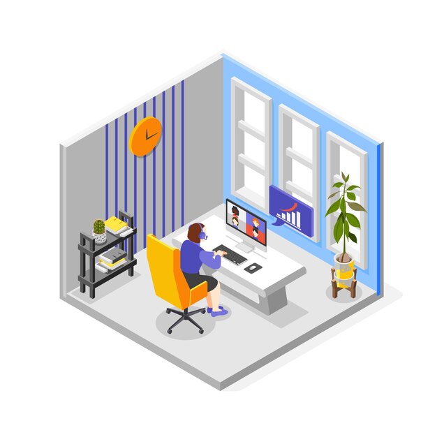 Composição isométrica de treinamento de negócios com ilustração vetorial de master class online
