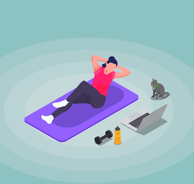 Composição isométrica de treino de fitness online em casa