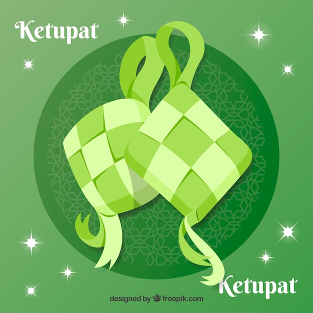 Vetor grátis composição ketupat tradicional com design plano