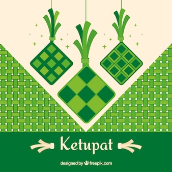 Composição ketupat tradicional com design plano