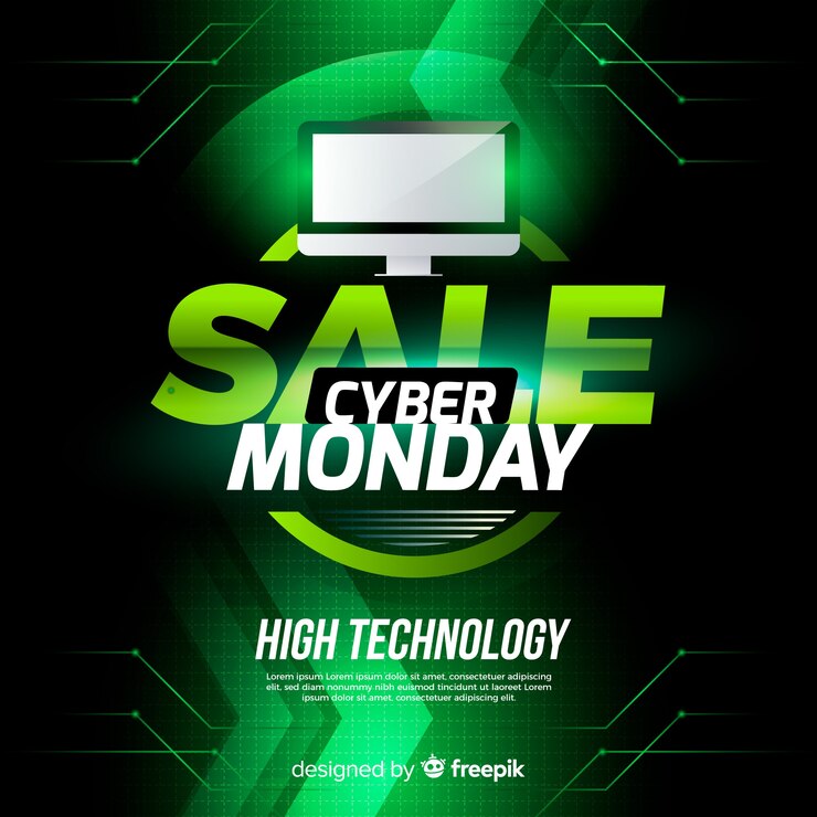 Vetor grátis composição moderna cyber segunda-feira com design realista