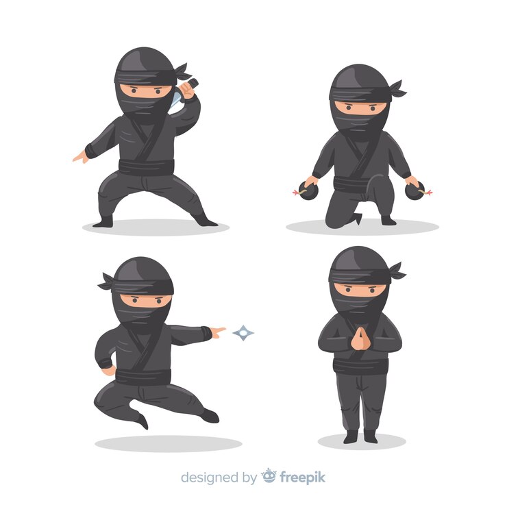 Vetor grátis composição ninja clássica com design plano