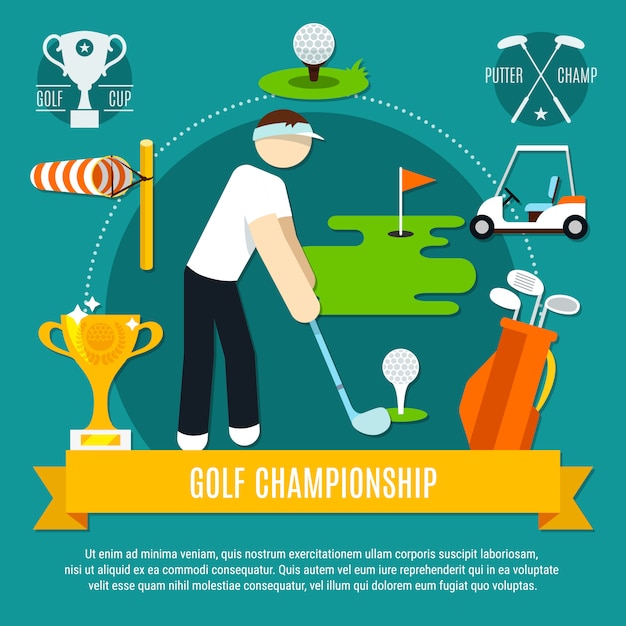 Composição plana de competição de golfe