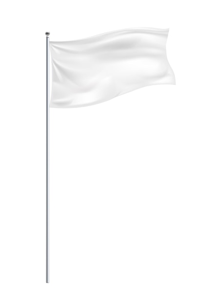 Composição realista com imagem isolada de bandeira branca acenando no post na ilustração vetorial de fundo em branco
