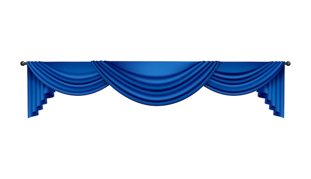 Vetor grátis composição realista de cortinas azuis com imagem isolada de ilustração vetorial de cortina de luxo