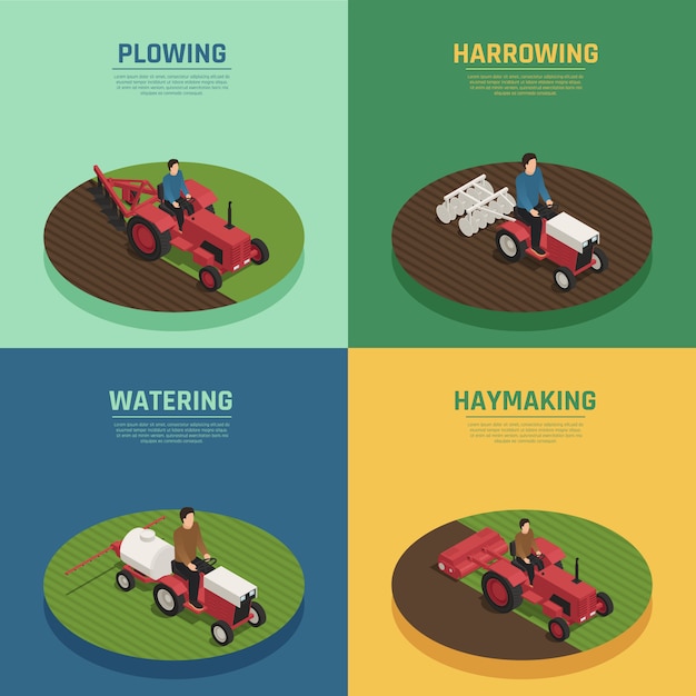 Composições isométricas de máquinas agrícolas 4