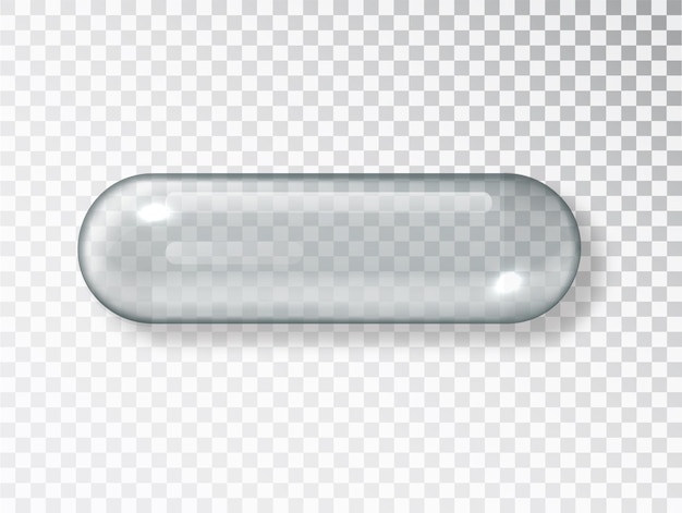 Vetor grátis comprimido em cápsula transparente. recipiente de forma de cápsula de medicamento vazio isolado em fundo transparente.