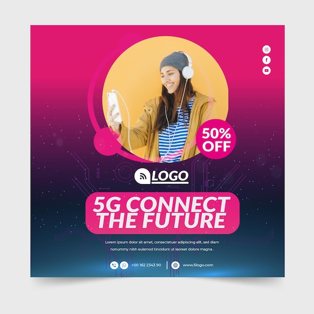 Conceito 5g flyer quadrado