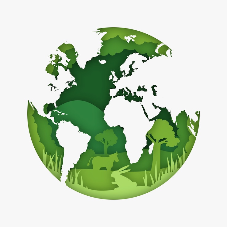 Vetor grátis conceito ambiental em estilo de papel com a terra