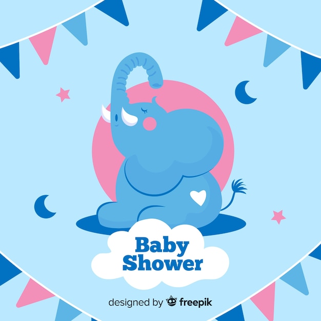 Vetor grátis conceito azul do chuveiro de bebê para o menino