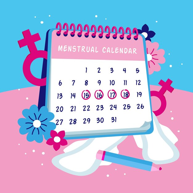 Conceito criativo de calendário menstrual ilustrado