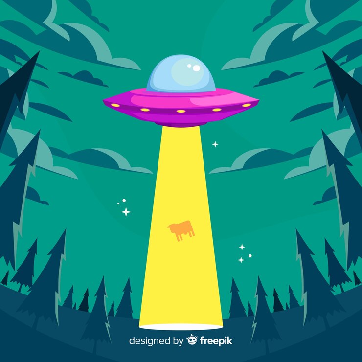 Vetor grátis conceito de abdução de ufo clássico com design plano