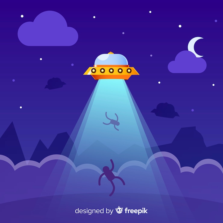 Vetor grátis conceito de abdução de ufo clássico com design plano