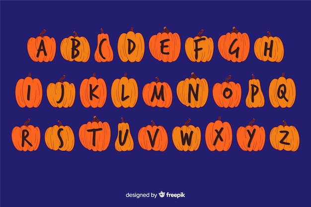 Conceito de alfabeto abóbora de halloween