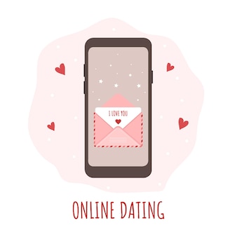 Conceito de aplicativo de namoro online para feliz dia dos namorados