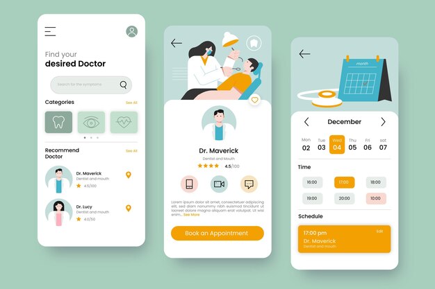 Conceito de aplicativo de reserva médica