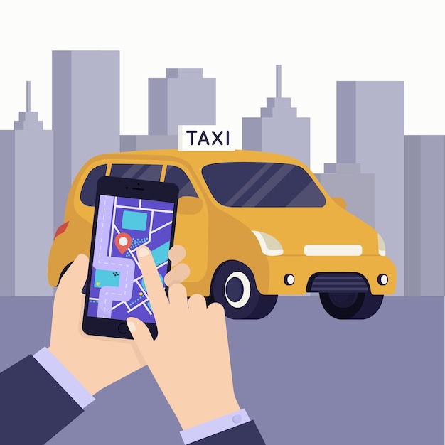 Vetor grátis conceito de aplicativo de táxi