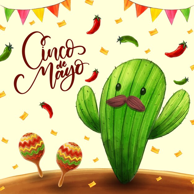 Conceito de aquarela cinco de maio