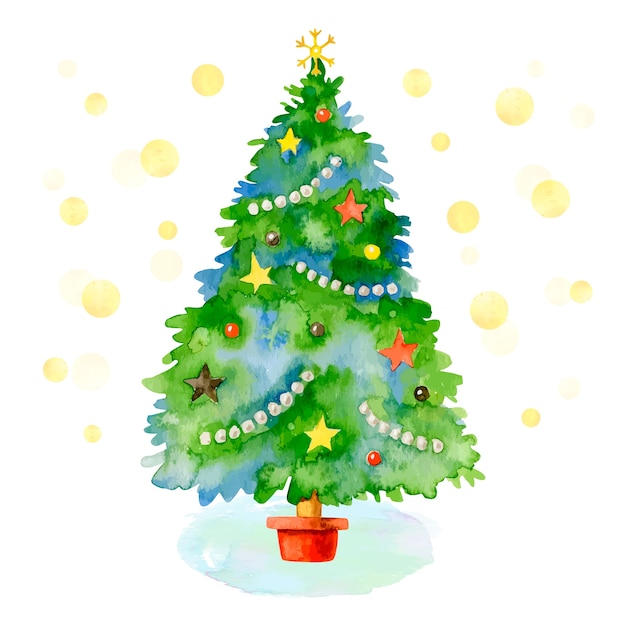 Conceito de árvore de Natal em aquarela
