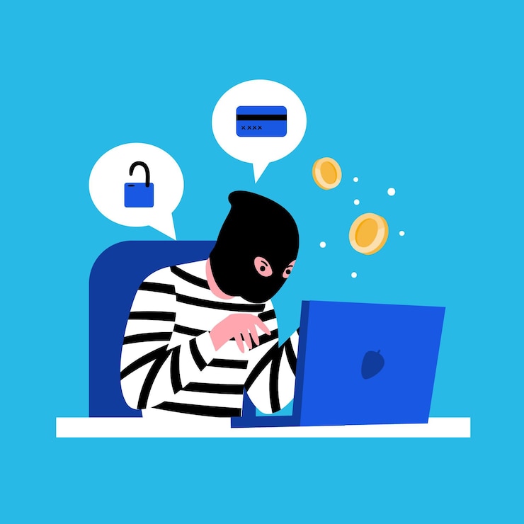 Vetor grátis conceito de atividade hacker com ilustração de homem e laptop