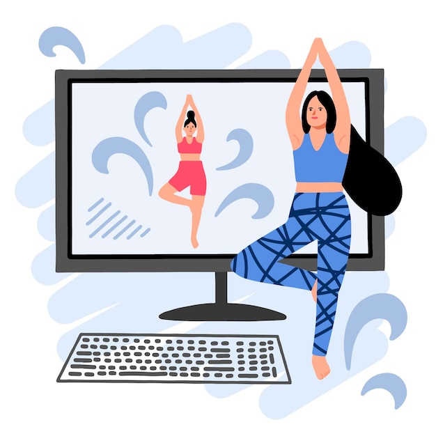 Vetor grátis conceito de aula de ioga on-line