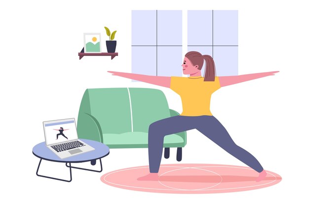 Conceito de aulas de esporte online desenhado à mão