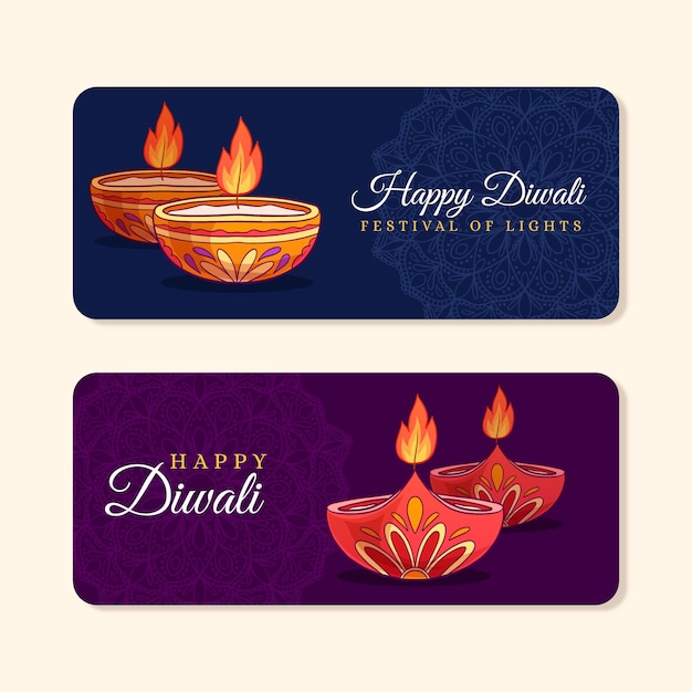 Vetor grátis conceito de banners diwali