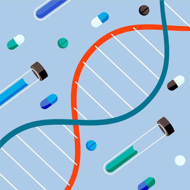Vetor grátis conceito de biotecnologia de design plano ilustrado