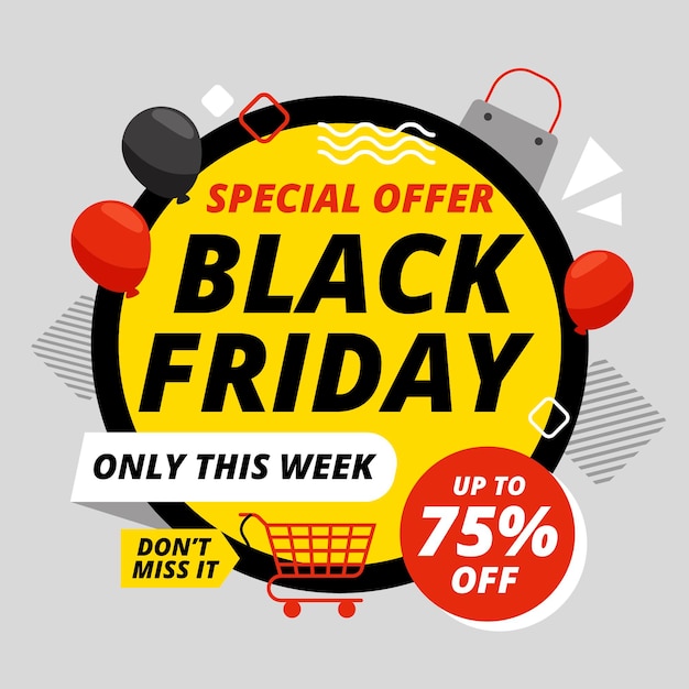 Vetor grátis conceito de black friday em design plano