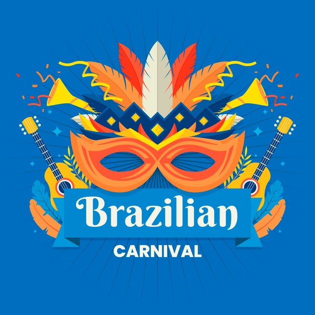 Conceito de carnaval brasileiro de design plano