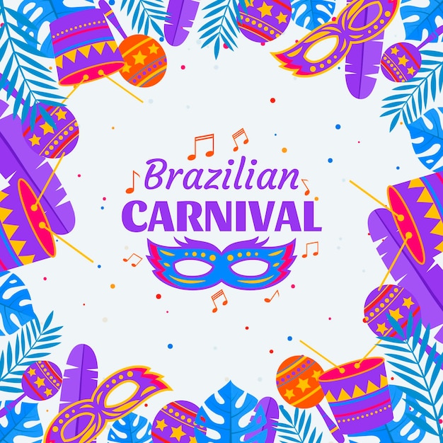 Vetor grátis conceito de carnaval brasileiro em design plano