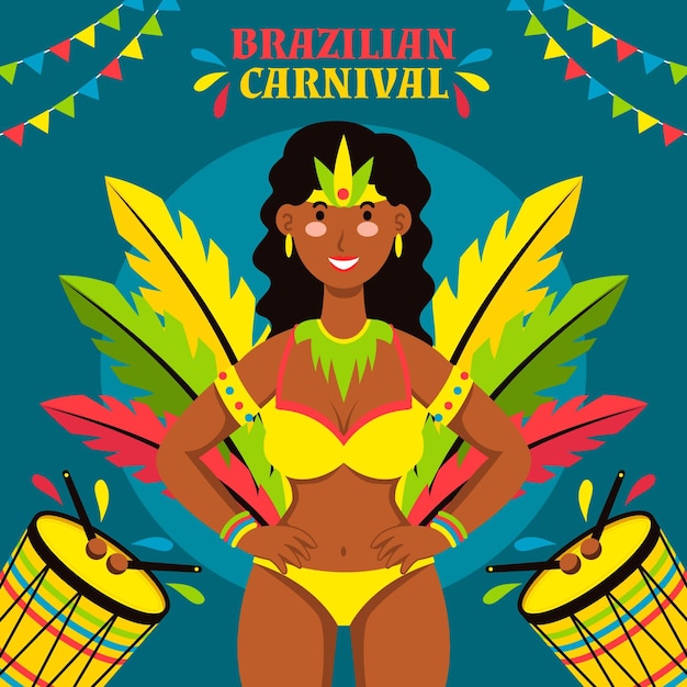 Vetor grátis conceito de carnaval brasileiro em design plano