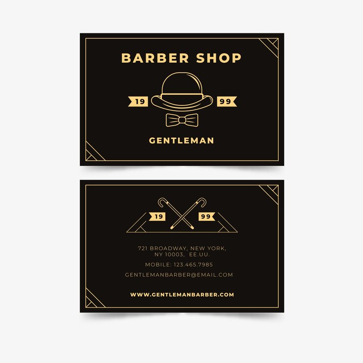 Vetor grátis conceito de cartão de visita para barbearia em nova iorque