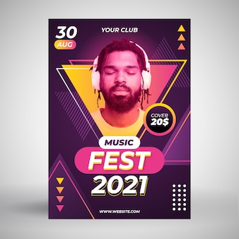 Conceito de cartaz de evento de música 2021
