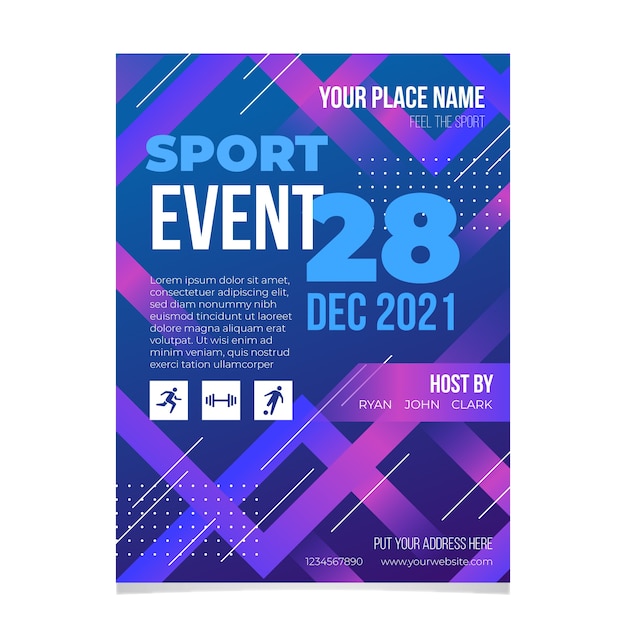 Vetor grátis conceito de cartaz de evento esportivo 2021