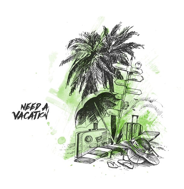 Conceito de cartaz de viagens de férias de verão ilustração vetorial grunge