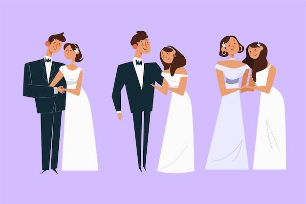 Conceito de casal de casamento design plano