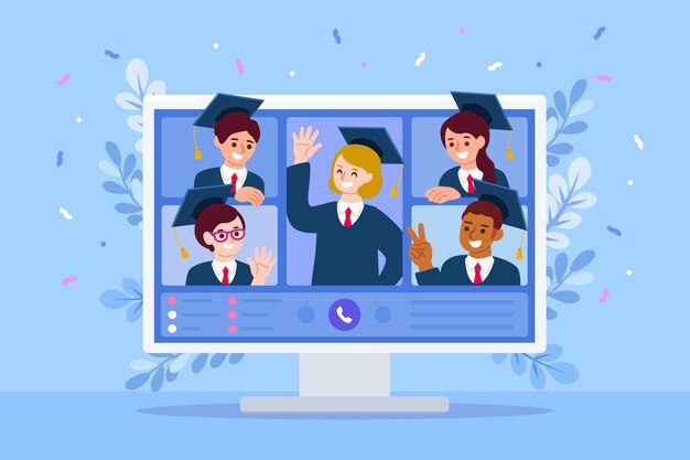 Conceito de cerimônia de graduação virtual