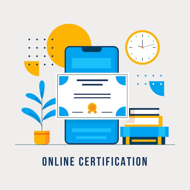 Vetor grátis conceito de certificação online