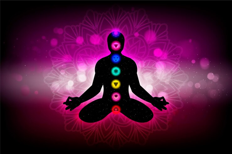 Vetor grátis conceito de chakras com pontos focais