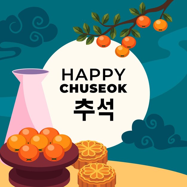 Conceito de chuseok de design plano