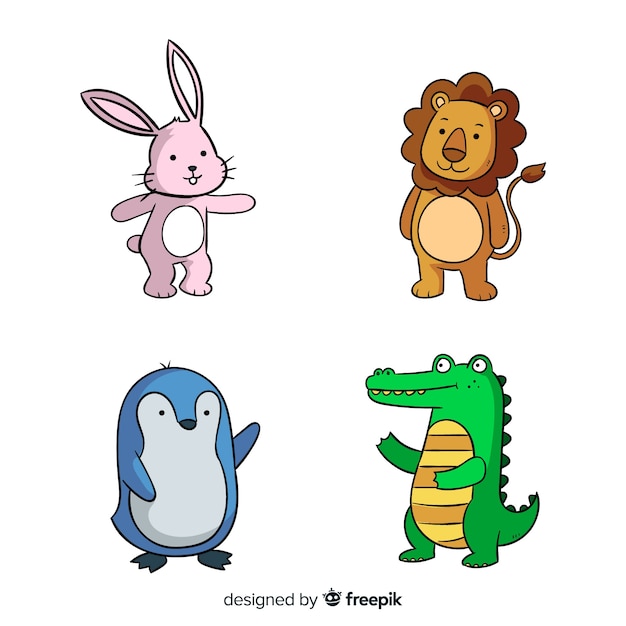 Conceito de coleção animal dos desenhos animados