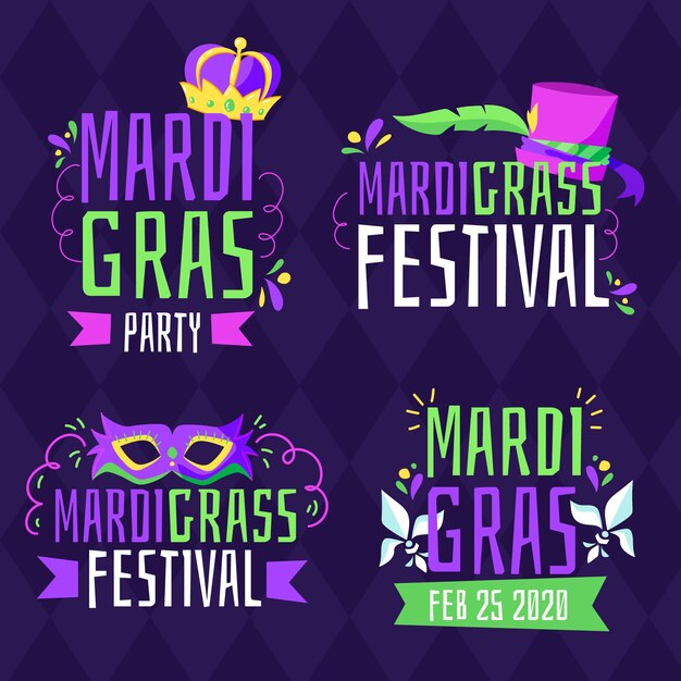 Conceito de coleção de coleção de etiquetas de carnaval