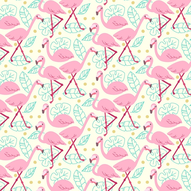 Vetor grátis conceito de coleção de padrão de flamingo