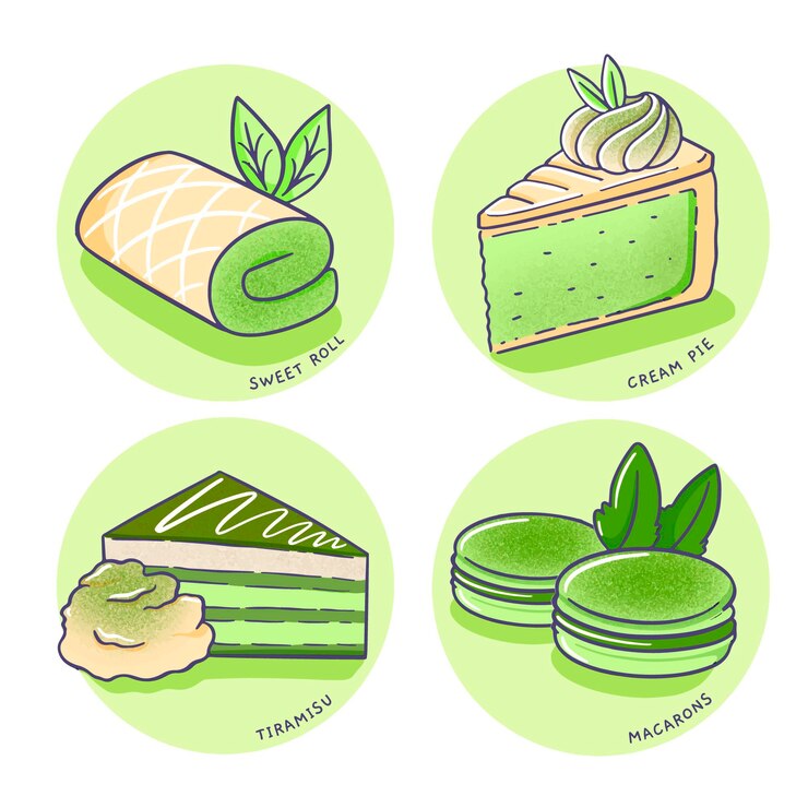 Vetor grátis conceito de coleção de sobremesa matcha