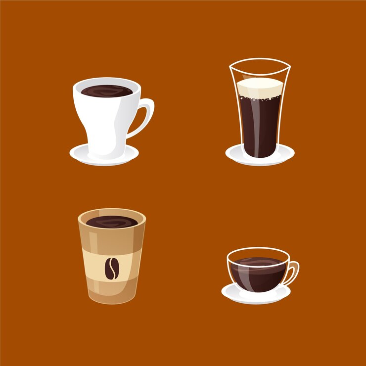 Vetor grátis conceito de coleção de tipos de café