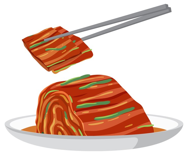 Vetor grátis conceito de comida coreana com kimchi