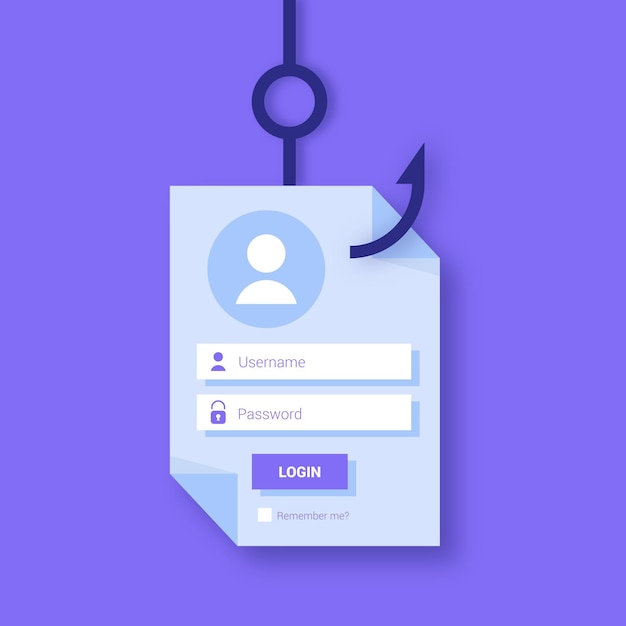 Vetor grátis conceito de conta de phishing com gancho