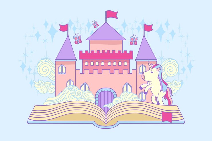 Vetor grátis conceito de conto de fadas com castelo